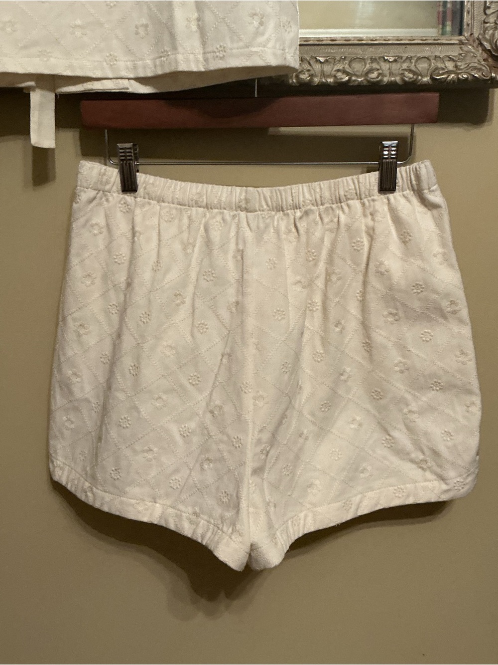 Caroline Constas Set Eyelet Denim Matching Shorts & Puff Sleeve Top NWT Small - Picture 9 of 13